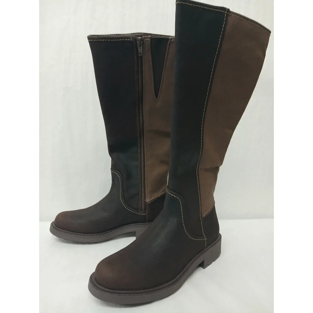 Clarks Opal Glow Brown Black Leather Riding Boots 26167833‎ Womens Size 6M